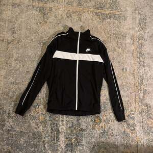 Nike Sportswear Black & White Striped Logo Full Zip Track Jacket